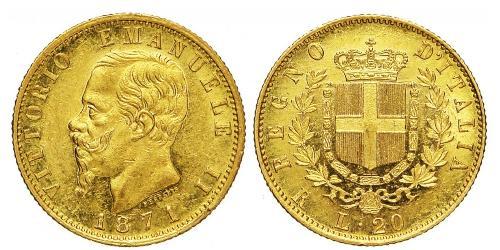 20 Lira Kingdom of Italy (1861-1946) Or Victor Emmanuel II of Italy (1820 - 1878)