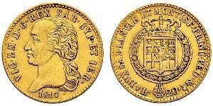 20 Lira Royaume de Sardaigne (1324 - 1861) Or Victor-Emmanuel Ier de Sardaigne