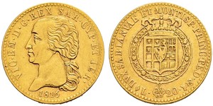 20 Lira Royaume de Sardaigne (1324 - 1861) Or Victor-Emmanuel Ier de Sardaigne