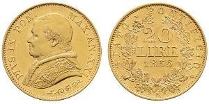 20 Lira Estados Pontificios (752-1870) Oro Pío IX (1792- 1878)