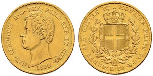 20 Lira Regno di Sardegna (1324 - 1861) / Italia Oro Carlo Alberto di Savoia (1798 - 1849)