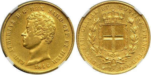 20 Lira Regno di Sardegna (1324 - 1861) / Italia Oro Carlo Alberto di Savoia (1798 - 1849)