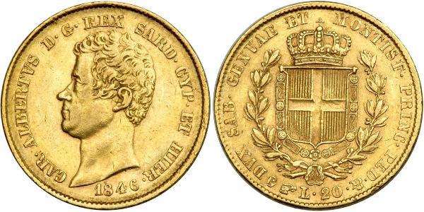 20 Lira Regno di Sardegna (1324 - 1861) / Italia Oro Carlo Alberto di Savoia (1798 - 1849)