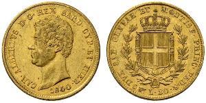 20 Lira Italia / Reino de Cerdeña (1324 - 1861) Oro Carlos Alberto de Cerdeña (1798 - 1849)