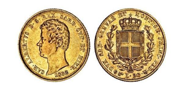 20 Lira Italia / Reino de Cerdeña (1324 - 1861) Oro Carlos Alberto de Cerdeña (1798 - 1849)