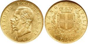 20 Lira Kingdom of Italy (1861-1946) Oro Victor Emmanuel II of Italy (1820 - 1878)