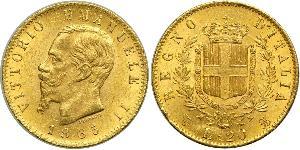 20 Lira Kingdom of Italy (1861-1946) Oro Victor Emmanuel II of Italy (1820 - 1878)