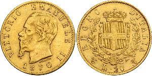 20 Lira Kingdom of Italy (1861-1946) Oro Victor Emmanuel II of Italy (1820 - 1878)