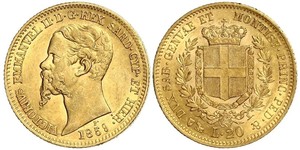 20 Lira Kingdom of Italy (1861-1946) Oro Victor Emmanuel II of Italy (1820 - 1878)