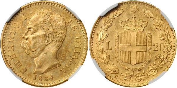 20 Lira Kingdom of Italy (1861-1946) Oro Umberto I (1844-1900)