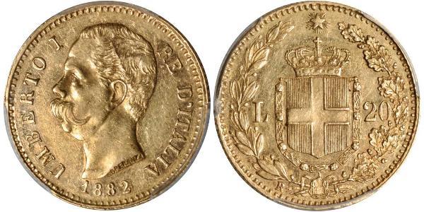 20 Lira Kingdom of Italy (1861-1946) Oro Umberto I (1844-1900)