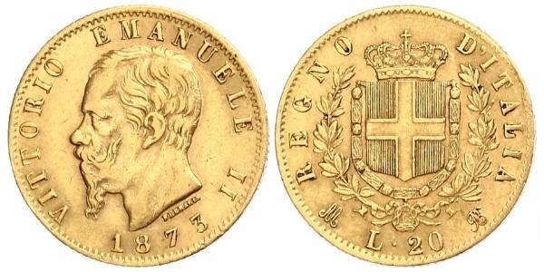 20 Lira Kingdom of Italy (1861-1946) Oro Victor Emmanuel II of Italy (1820 - 1878)