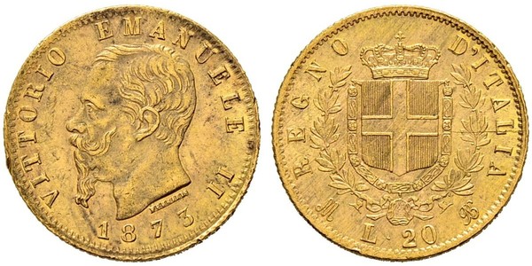 20 Lira Kingdom of Italy (1861-1946) Oro Victor Emmanuel II of Italy (1820 - 1878)