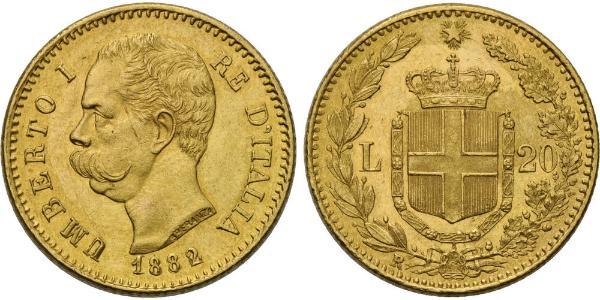 20 Lira Kingdom of Italy (1861-1946) Oro Umberto I (1844-1900)
