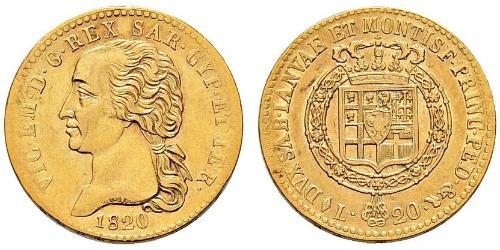 20 Lira Reino de Cerdeña (1324 - 1861) Oro Víctor Manuel I de Cerdeña