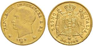 20 Lira Reino de Italia (1805–1814) Oro Napoleón Bonaparte(1769 - 1821)