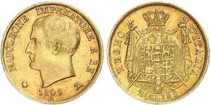 20 Lira Reino de Italia (1805–1814) Oro Napoleón Bonaparte(1769 - 1821)
