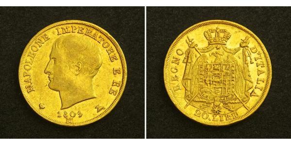 20 Lira Reino de Italia (1805–1814) Oro Napoleón Bonaparte(1769 - 1821)
