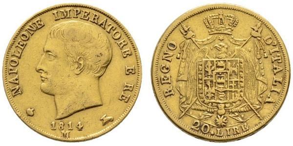 20 Lira Reino de Italia (1805–1814) Oro Napoleón Bonaparte(1769 - 1821)