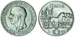 20 Lira Kingdom of Italy (1861-1946) Plata Víctor Manuel III de Italia (1869 - 1947)