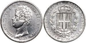 20 Lira Royaume de Sardaigne (1324 - 1861) Platine Charles-Albert de Sardaigne (1798 - 1849)