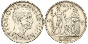 20 Lira Kingdom of Italy (1861-1946) Silber Viktor Emanuel III. (Italien) (1869 - 1947)