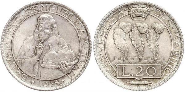 20 Lira San Marino Silber 