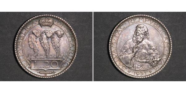 20 Lira San Marino Silber 