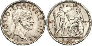 20 Lira Kingdom of Italy (1861-1946) Silver Victor Emmanuel III of Italy (1869 - 1947)