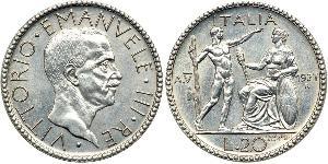 20 Lira Kingdom of Italy (1861-1946) Silver Victor Emmanuel III of Italy (1869 - 1947)