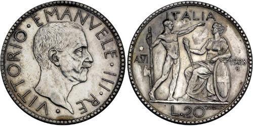 20 Lira Kingdom of Italy (1861-1946) Silver Victor Emmanuel III of Italy (1869 - 1947)