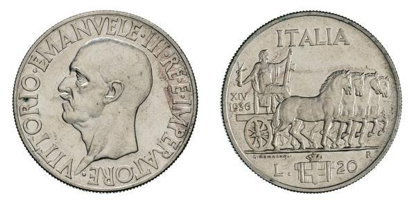 20 Lira Kingdom of Italy (1861-1946) Silver Victor Emmanuel III of Italy (1869 - 1947)