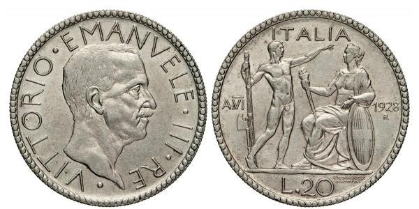 20 Lira Kingdom of Italy (1861-1946) Silver Victor Emmanuel III of Italy (1869 - 1947)
