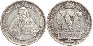 20 Lira San Marino Silver 