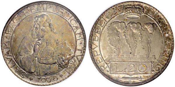 20 Lira San Marino Silver 