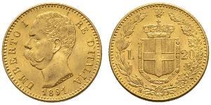 20 Lira 意大利王國 (1861-1946) 金 Umberto I (1844-1900)