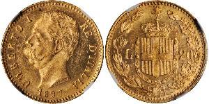20 Lira 意大利王國 (1861-1946) 金 Umberto I (1844-1900)