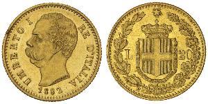 20 Lira 意大利王國 (1861-1946) 金 Umberto I (1844-1900)