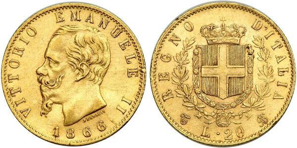 20 Lira 意大利王國 (1861-1946) 金 维托里奥·埃马努埃莱二世