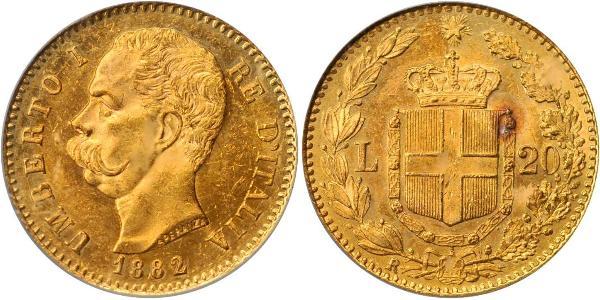 20 Lira 意大利王國 (1861-1946) 金 Umberto I (1844-1900)