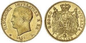 20 Lira 義大利王國 (拿破崙時代) (1805 - 1814) 金 拿破仑一世(1769 - 1821)