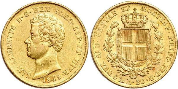 20 Lira 薩丁尼亞王國 (1324 - 1861) / 意大利 金 卡洛·阿尔贝托 (1798 - 1849)