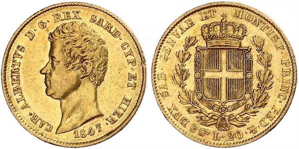 20 Lira 薩丁尼亞王國 (1324 - 1861) / 意大利 金 卡洛·阿尔贝托 (1798 - 1849)