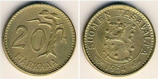 20 Mark Finlandia (1917 - ) Aluminio/Bronce 
