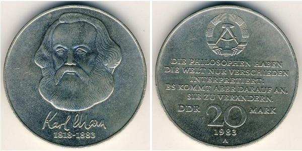 20 Mark German Democratic Republic (1949-1990) Copper/Nickel Karl Marx