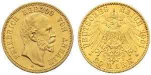 20 Mark Anhalt-Dessau (1603 -1863) Gold Friedrich I. (Anhalt) (1831-1904)