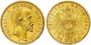 20 Mark Anhalt-Dessau (1603 -1863) Gold Friedrich I. (Anhalt) (1831-1904)