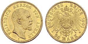 20 Mark Anhalt-Dessau (1603 -1863) Gold Friedrich I. (Anhalt) (1831-1904)