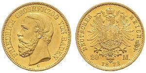 20 Mark Grand Duchy of Baden (1806-1918) Gold Frederick I, Grand Duke of Baden (1826 - 1907)