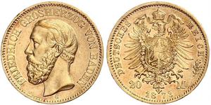 20 Mark Grand Duchy of Baden (1806-1918) Gold Friedrich I. (Baden, Großherzog) (1826 - 1907)